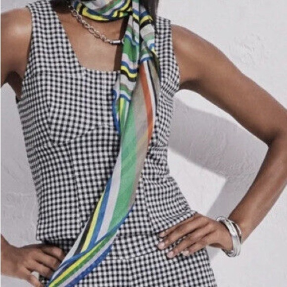 Cabi Bombshell Black & White Checkered V-Neck Tank Top - Picture 2 of 8